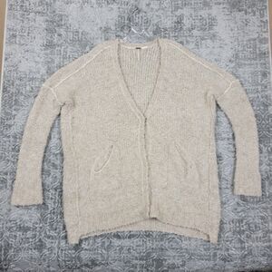 Free People Boucle Cardigan Sweater Womens Small Beige Oversized Alpaca Slouch